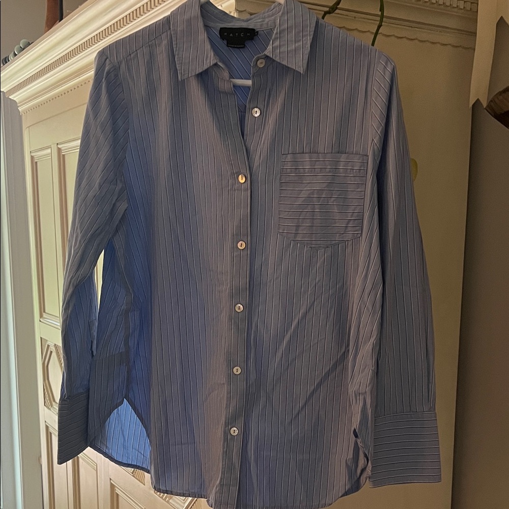 HATCH Maternity Blue Pinstripe Shirt